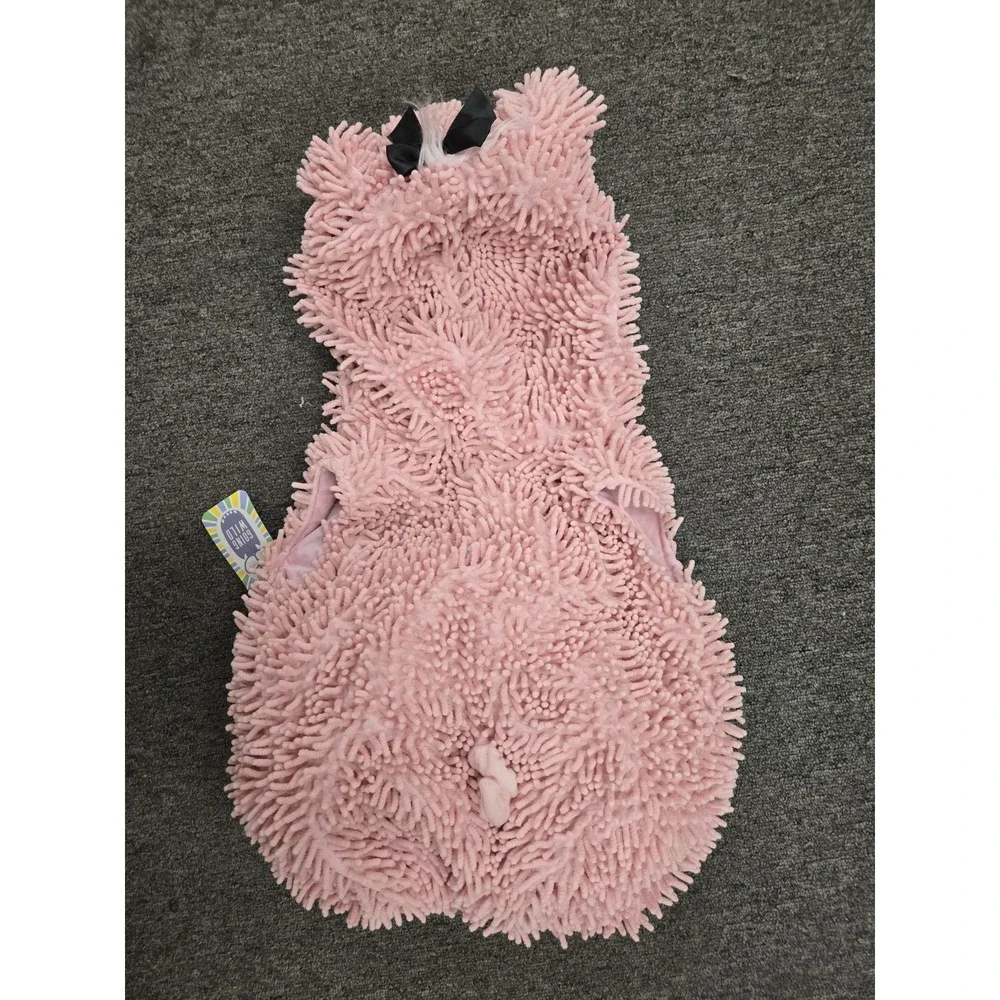 TODDLER PINK PIG VEST HOODED PLUSH HALLOWEEN COSTUME W/ Booties 3-6 MONTHS